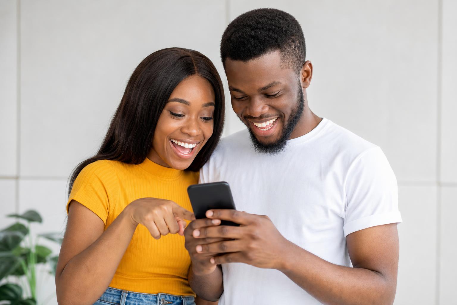 Two shoppers checking a listing together on MarketNaija